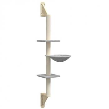 vidaXL Árbol rascador para gatos de pared 142,5 cm color crema, gris claro y gris oscuro