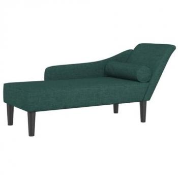 Sofá diván con cojines tela verde oscuro, Chaise Longue Silla, sofá tapizado, Tumbona, sofá de salón