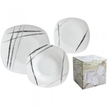 Vajilla Cuadrada Scratch de Porcelana 18 Piezas estilo Home - Set Completo