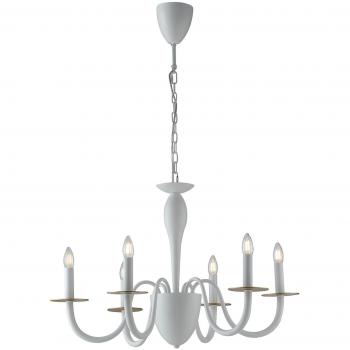 Candelabro Armstrong de metal blanco para 6 bombillas, dimensiones 78x53 cm