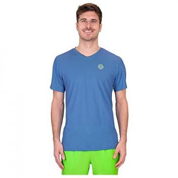 BIDI BADU Crew Inside Out V-Neck Camiseta De Manga Corta Hombres - Azul, Verde Neón, Talla S