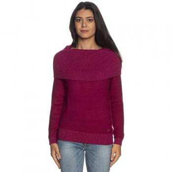 Fuchsia Viscose Sweater - M, YES ZEE, Turtlenecks, female, Pink, Size: M Womens Lurex Detail Turtleneck Sweater