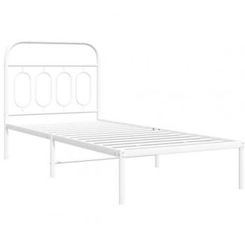 Estructura de cama de metal con cabecero blanco 80x200 cm