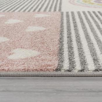 Alfombra Infantil Redonda Ø 160 cm Crema Rosa Gris Varios Estampados - Paco Home