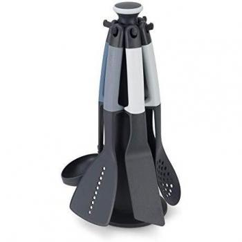 Carrousel de Utensilios de Cocina Joseph Joseph Elevate 6 Piezas con Soporte Rotatorio, Mango Ergonómico y Cabeza Antiadherente - Azul Cielo