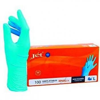 Jet + Guantes de vinilo multiusos, sin polvo, desechables, extra fuertes - Caja de 100 - Talla L