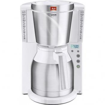 Melitta Look IV Therm Timer Cafetera de Filtro con Jarra Térmica, Temporizador Programable, 10 Tazas, 1000 W, 1.2 L, Color Blanco