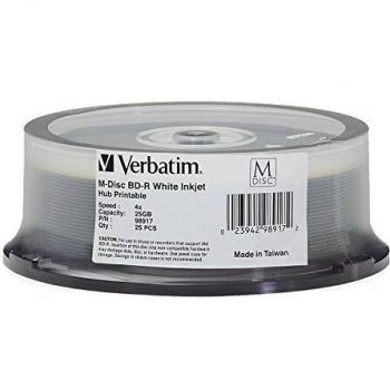 M-Disc BD-R 25 GB 4x Printable Inkjet Surface Inner Hub Printable - Pack of 25