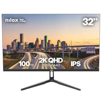 Monitor Gaming Nilox 32 IPS QHD 2560x1440, Frecuencia 100 Hz, Tiempo de Respuesta 4 ms, Conexiones HDMI y DisplayPort, Compatible VESA