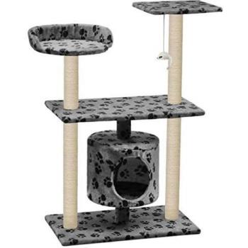 vidaXL Rascador para Gatos con Poste Rascador Sisal 95cm Huellas Gris Mascotas