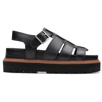 Clarks Orianna Twist Black Leather Women's Platform Slingback Sandals