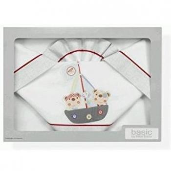 INTERBABY - Juego de sábanas para minicuna Pirata Blanco Gris