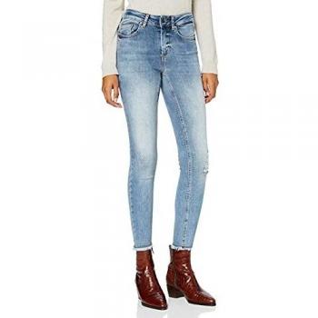 Only Women's Light Blue Denim Skinny Ankle Jeans with Destroyed Effect