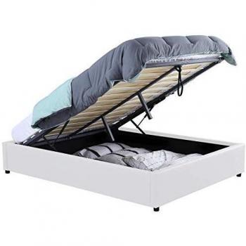 Cama Doble Miami con Somier y Tirores 140 x 190 cm PVC Blanco