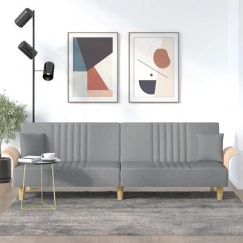 Sofá Cama con Brazos en Tela Gris Claro