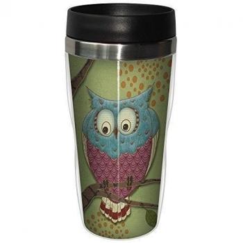 Tree-Free Greetings 25512 Paul Brent Whimsical Owl Sip 'N Go Stainless Lined Travel Mug, 16-Ounce by Tree-Free Greetings