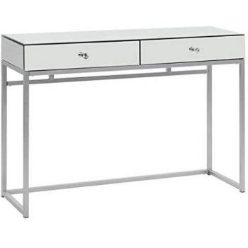 vidaXL Mesa Consola de Espejo Acero Vidrio 107x33x77 cm Mesilla Mesa Auxiliar
