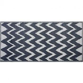 Alfombra Exterior Sintética Gris 90 x 180 cm con Patrón Geométrico Chevron Eco-Friendly