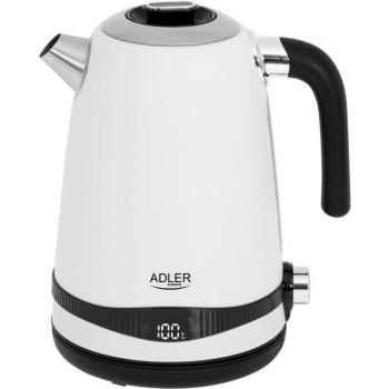 Adler AD1295W Hervidor de Agua Eléctrico Vintage 1.7L sin BPA con Pantalla LCD Control de Temperatura Acero Inoxidable Inalámbrico Resistencia Oculta Apagado