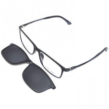 Polar 401 With Clip On Polarized 76 Gafas Recetadas para Mujer Negras con armazones negros y lentes recetados de 55