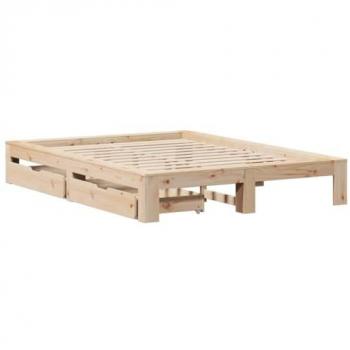 Estructura de cama sin colchón madera maciza de pino 160x200 cm Marrón