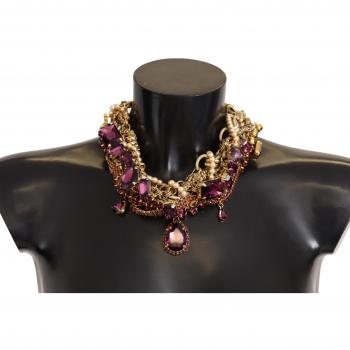Dolce & Gabbana Gold Brass Sicily Purple Crystal Necklace, Multicolor female, Size: ONE SIZE