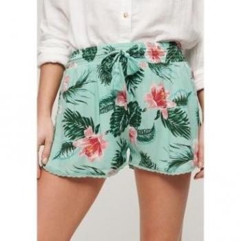 Short playero verde Superdry para mujer - Pantalones cortos de playa Superdry en tonos verdes