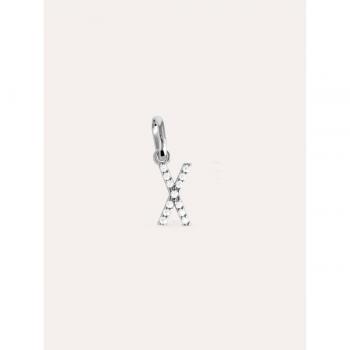 Charm Singularu Letter Spark - Colgante Inicial en Plata de Ley 925 con Acabado Baño de Rodio - Letra X - Joya para Mujer