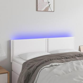 Cabecero LED blanco 144x5x78/88 cm en cuero sintético