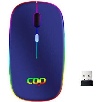 BAIBAO Ratón Inalámbrico Bluetooth Ratón, 2.4GHz Retroiluminación de 7 Colores con Mini Receptor USB, Ratón Silencioso Click Sensor óptico de 1600 dpi Compatible con iPad/PC/Mac/Windows