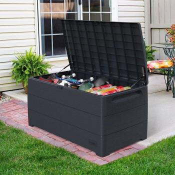 Durabox 416L Plastic Garden Storage Box with Cedargrain Finish - Grey