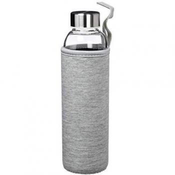 Botella Agua Cristal 550 ml. Funda Neopreno con Asa. Sin BPA
