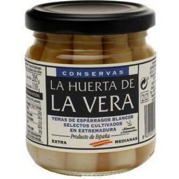 La Huerta de Vera- Yemas de Espárragos Blancos - Extra Medias - Cultivados en Extremadura - Ideal para Tapas - 205 Gramos