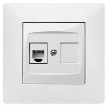 FAMATEL – Toma teléfono RJ-11 | Enchufe de empotrar | Serie Habitat 15 | Fácil instalación | Alta estanqueidad del producto | Libre de hálogenos | Blanco