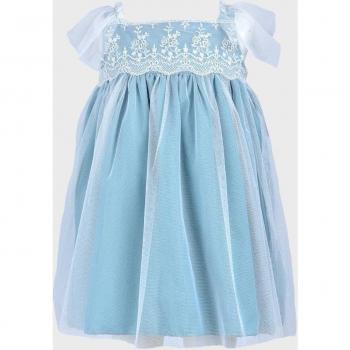 Vestido de ceremonia de niña azul en algodón