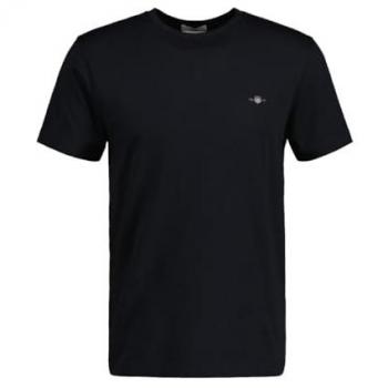 Camiseta Gant Slim Fit Negra para Hombre con Logo Shield, Manga Corta, Talla XL