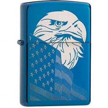 Zippo Eagle and Flag Design Encendedor Resistente al Viento, Unisex Adulto, Azul, Normal