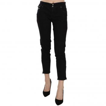 John Galliano Black Mid Waist Cropped Cut Hem Denim Casual Pants - W24