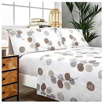 Juego de sábanas HONDARRIBIA 100% algodón orgánico gris para cama de 150x190/200 cm - Incluye sábana encimera, sábana bajera ajustable y 1 o 2 fundas