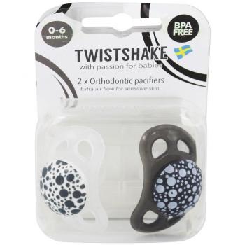 Pack 2 chupetes twistshake blanco-negro 0-6m