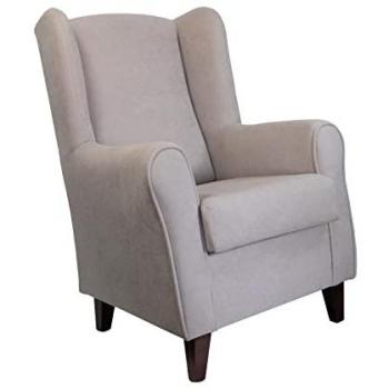 Sillón Butaca Orejero Lisboa Confortable Beige con Patas Enroscadas y Sin Montaje