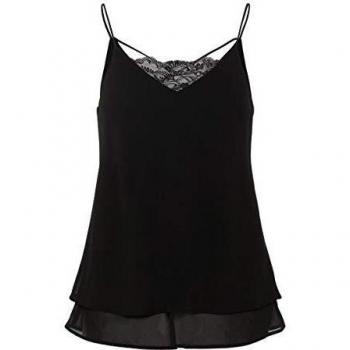 PIECES Pckaysa Lace Slip Top Noos Camiseta sin Mangas, Negro