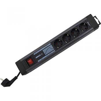 Rev Supraguard PC-regleta de Clavijas de Enchufe cuádruple, Negro