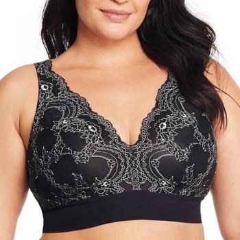 Glamorise Bramour Luxe Lace Bralette - Black Wireless Bra for Women