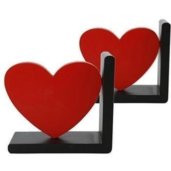 2 x soporte para libros con diseño de corazones de madera - lacado