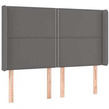 Cabecero con LED cuero sintético gris 147x16x118/128cm