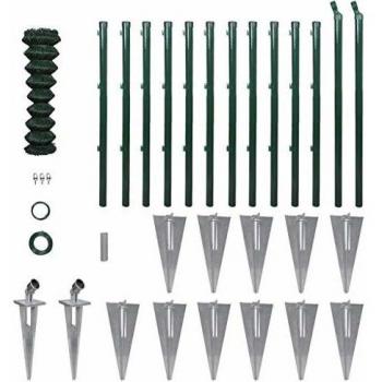 vidaXL Steel Chain Link Fence with Posts and Spikes, 0.8m x 25m (2.6ft x 82ft)
