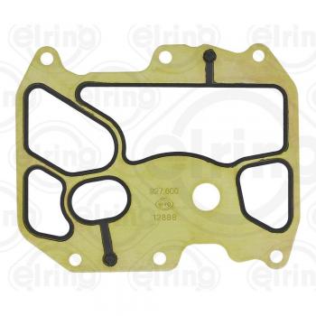 Junta de radiador de aceite Elring 927.600, fabricada en material resistente a altas temperaturas, diseñada para sellar eficazmente el sistema de refrigeración del motor, compatible con diversas marcas y modelos de vehículos, proporciona una excelente 