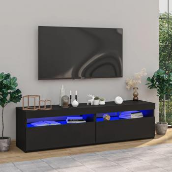 Muebles de puerta de TV con luces LED 2 piezas negro 75x35x40 cm