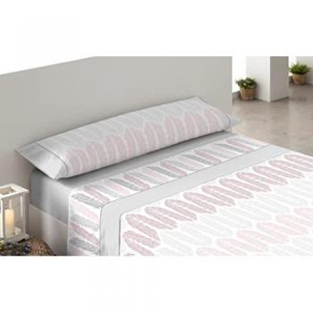 Juego de Sábanas Estampadas Elipse Gris para Cama de 150 cm - 3 Piezas, Algodón Poliéster, Primavera Verano